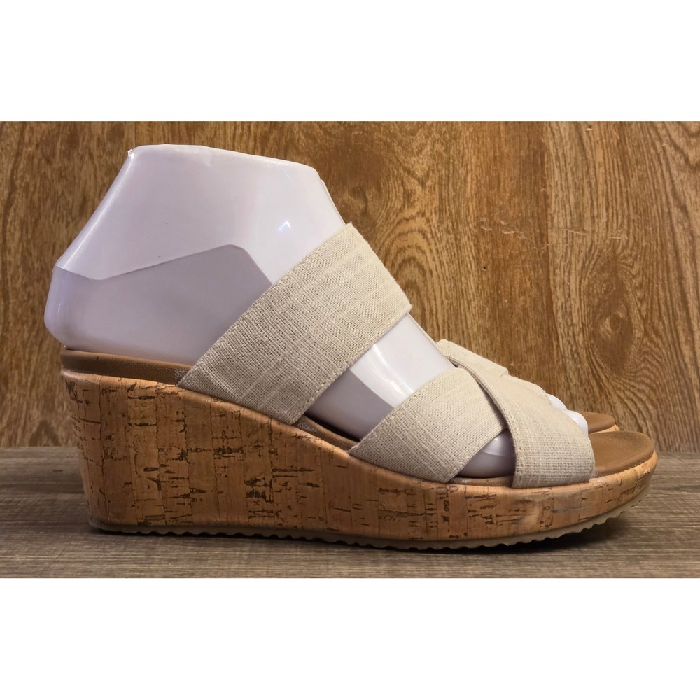 Skechers‎ Beverlee Canyon Slip On Wedge Sandals Women Size 6 Natural